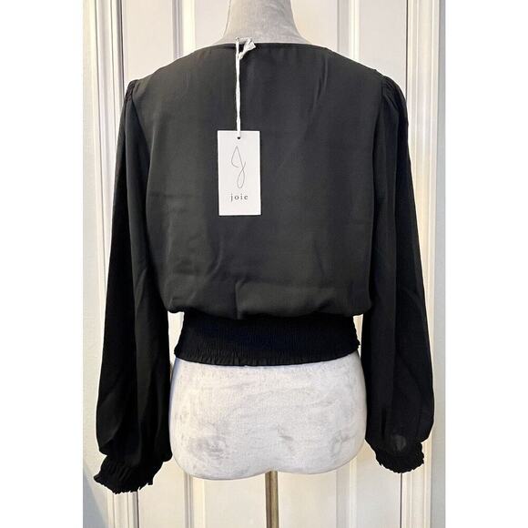 JOIE Women’s Embroidered Lace Blouse Top LS V Neck Cropped M Y2k Peasant Chic - Picture 4 of 9